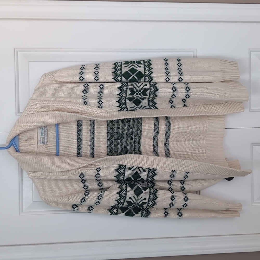 Vintage 70s Kmart Nordic Knit Shawl Collar Cardigan